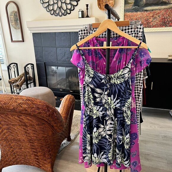 Roxy Dress Juniors Size Medium Blue & Green Everything Is Fine Strappy Mini - Picture 16 of 16